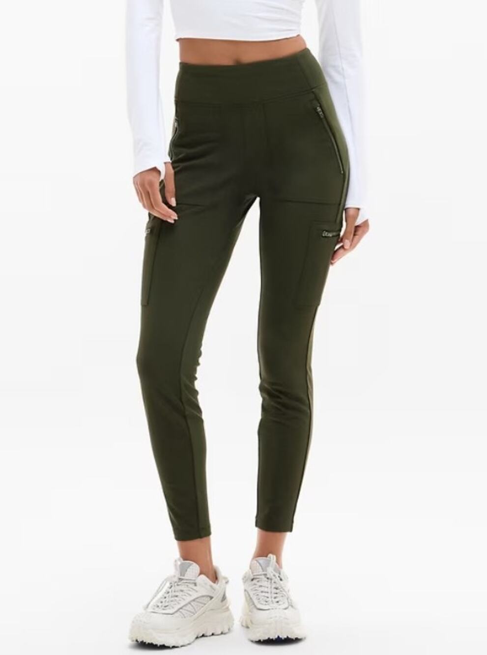Athleta Headlands Hybrid High-Rise Cargo Leggings, Aspen Olive, Size 4